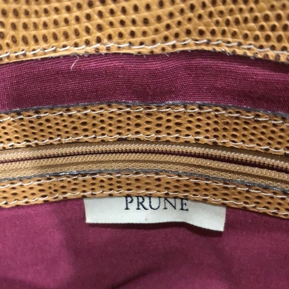 Prune Leather Purse Tan Ostrich Convertible Handbag - Picture 7 of 12